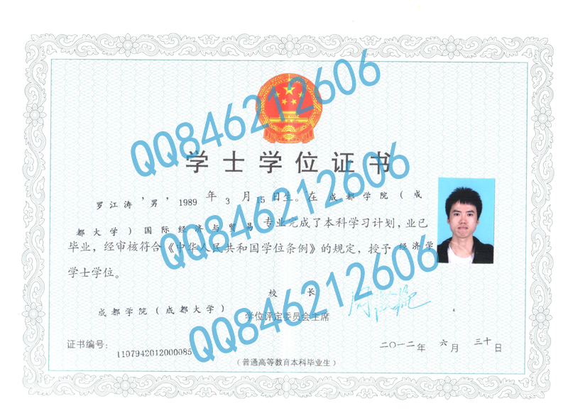 成都学院(成都大学)12年学位证样本图片