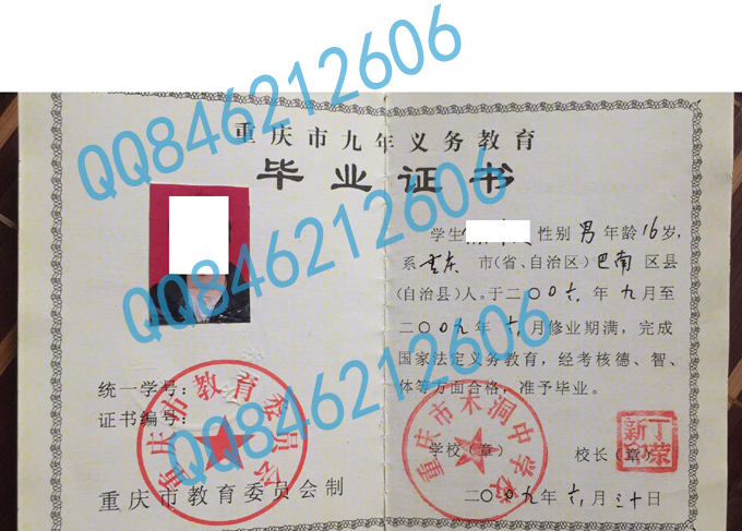 重庆市木洞中学校毕业证样本图