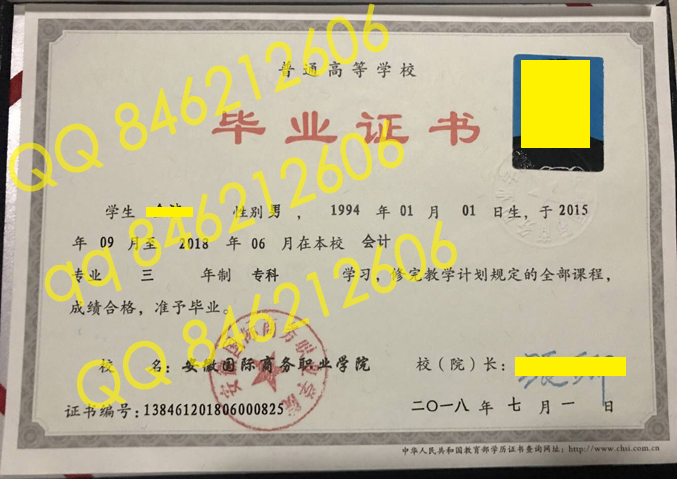 安徽国际商务职业学院毕业证样本