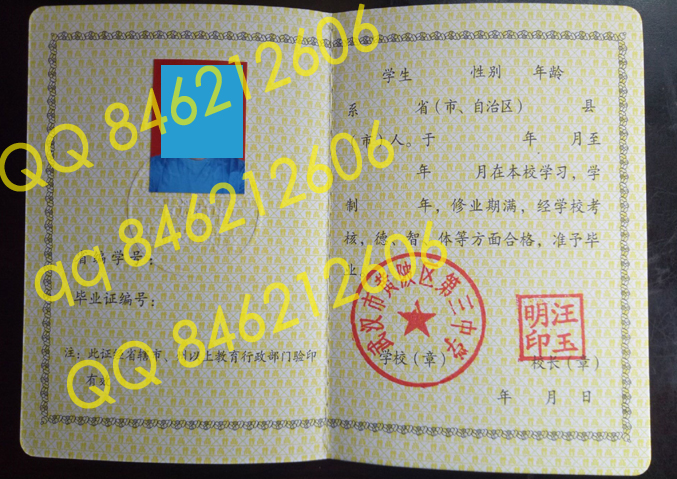 武汉市黄陂区第三中学毕业证样本图