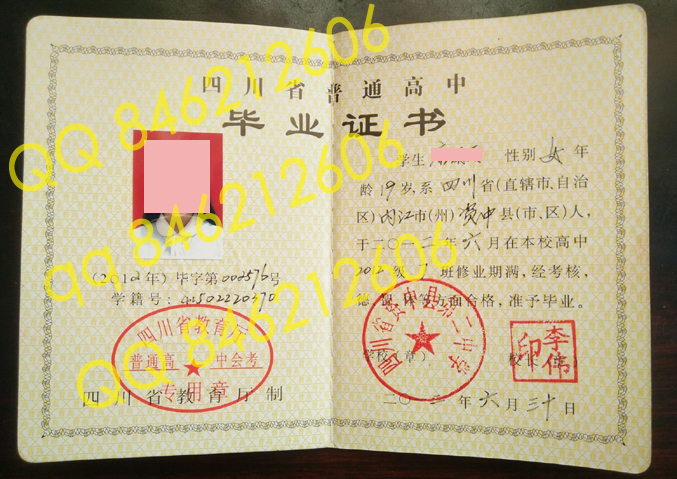 四川省资中县第二中学毕业证样本