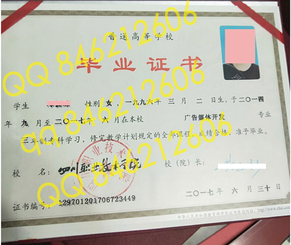 四川职业技术学院毕业证模板