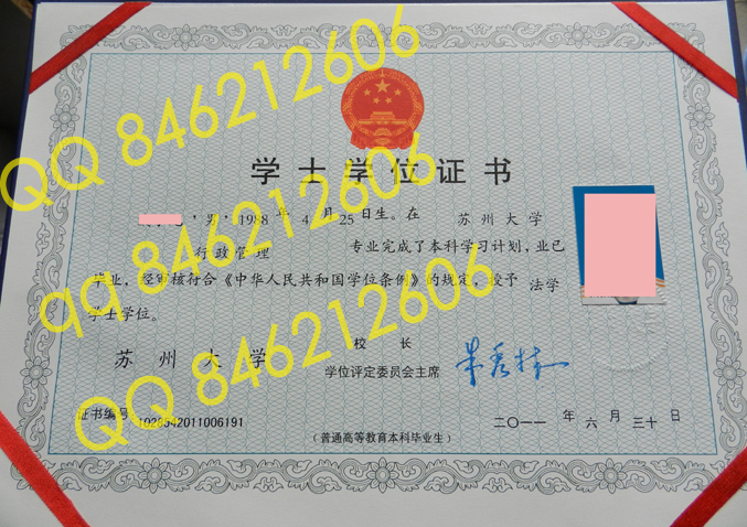 苏州大学学位证样本