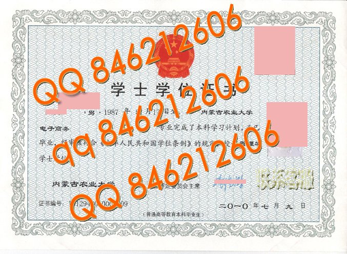 内蒙古农业大学学位证样本