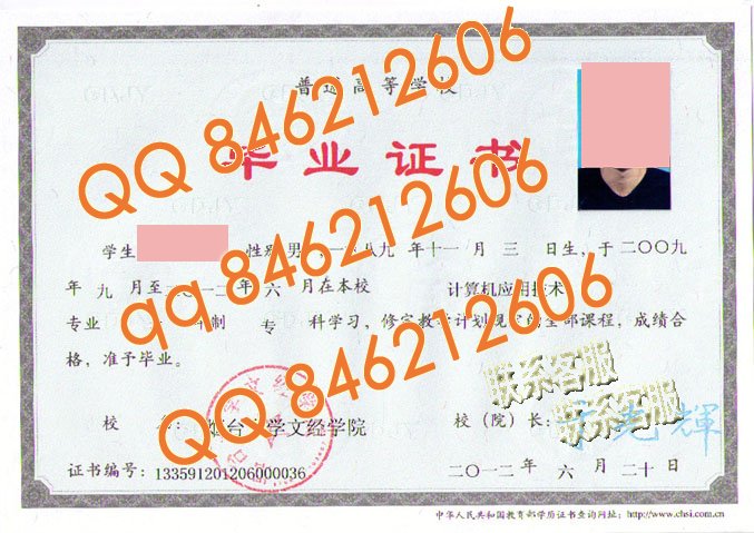 烟台大学文经学院毕业证样本