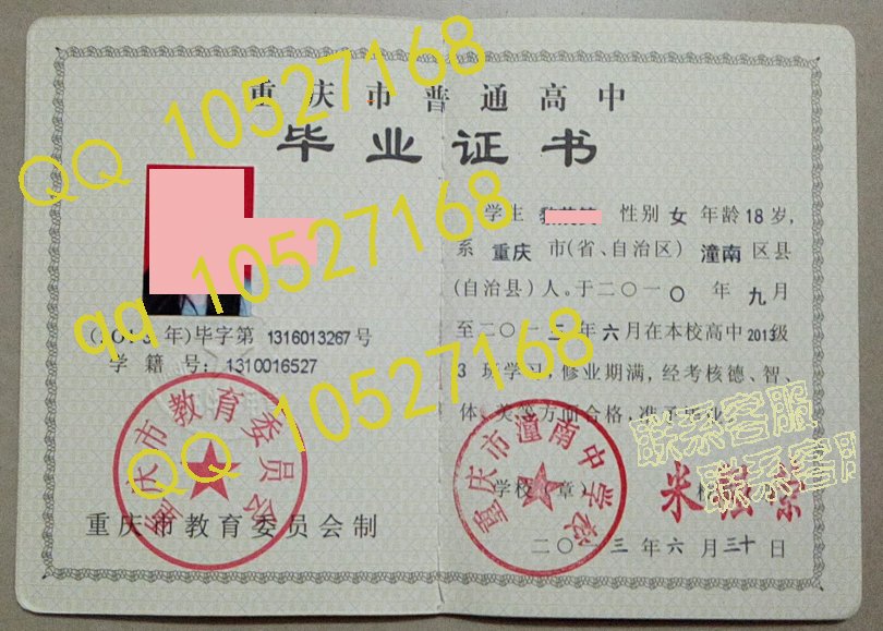 重庆市潼南中学校毕业证样本