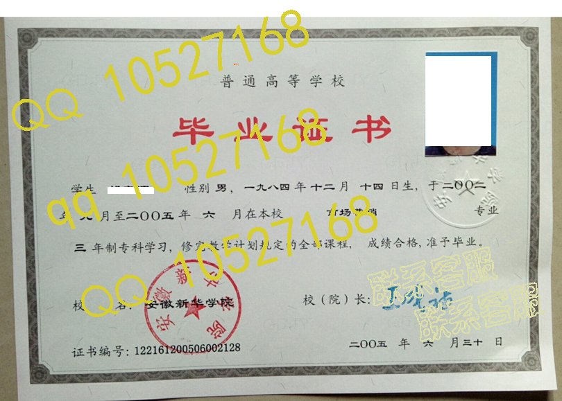 安徽新华学院毕业证样本图
