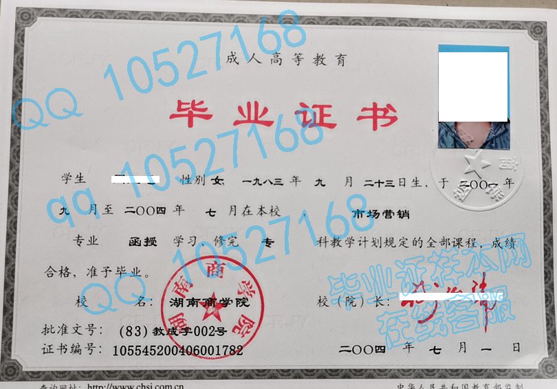 湖南商学院成教毕业证