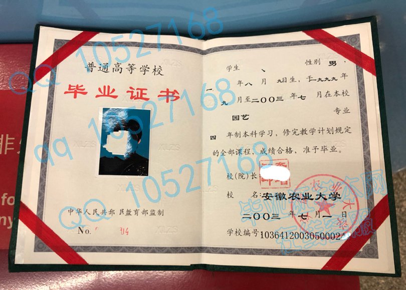 安徽农业大学03年毕业证模板(样板)