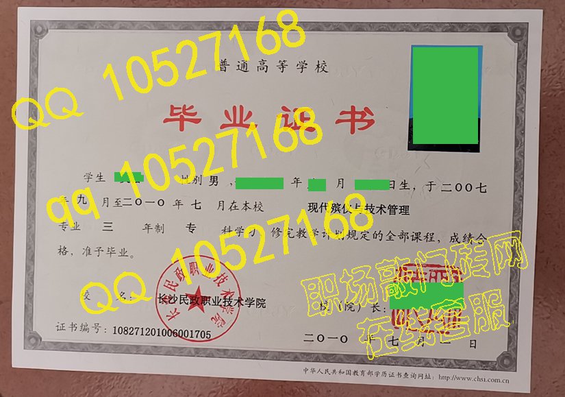 长沙民政职业技术学院|毕业证书|样本V1