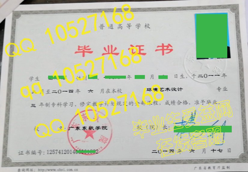 广东东软学院毕业证模板样本