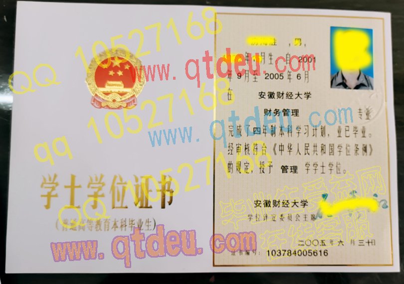 安徽财经大学-2005年学位证样本