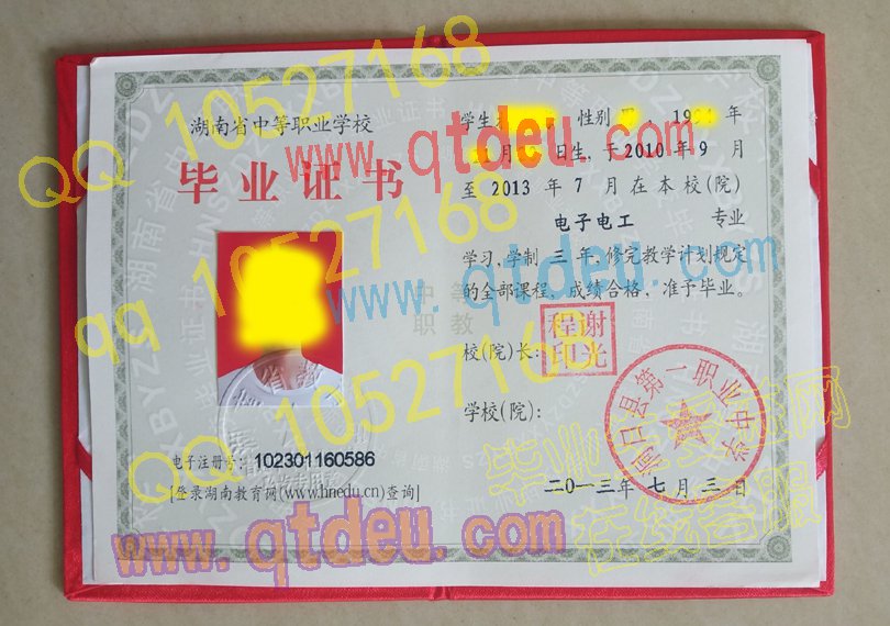 洞口县第一职业中学毕业证模板/样板
