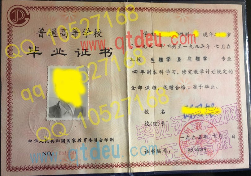 四川联合大学-1995年毕业证样本图