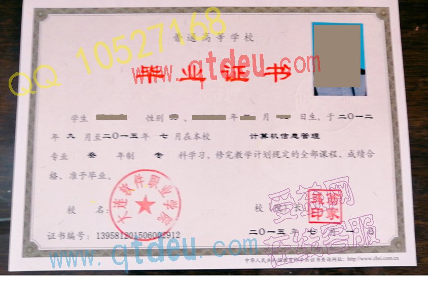 大连软件职业学院毕业证模板{样本}
