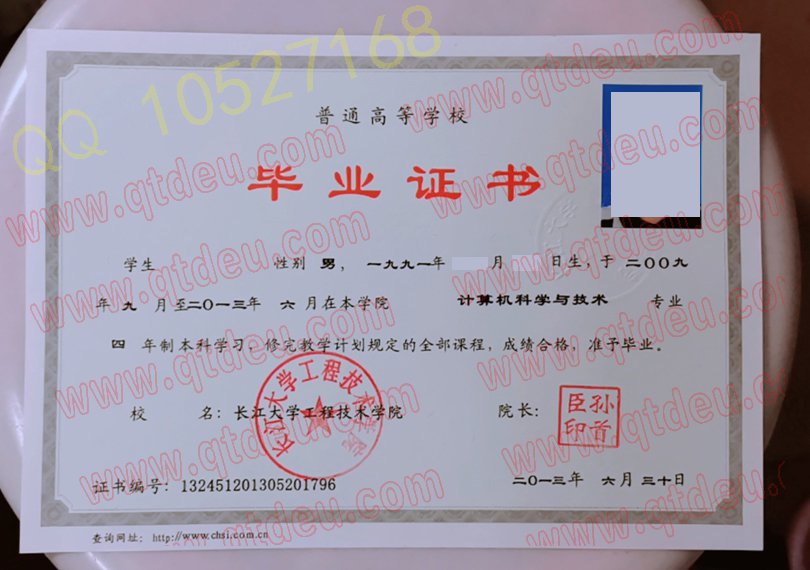 长江大学工程技术学院本科毕业证样板/样本