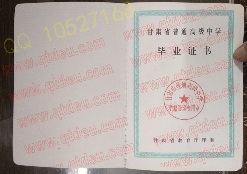 甘肃省武威市第六中学毕业证内页样本