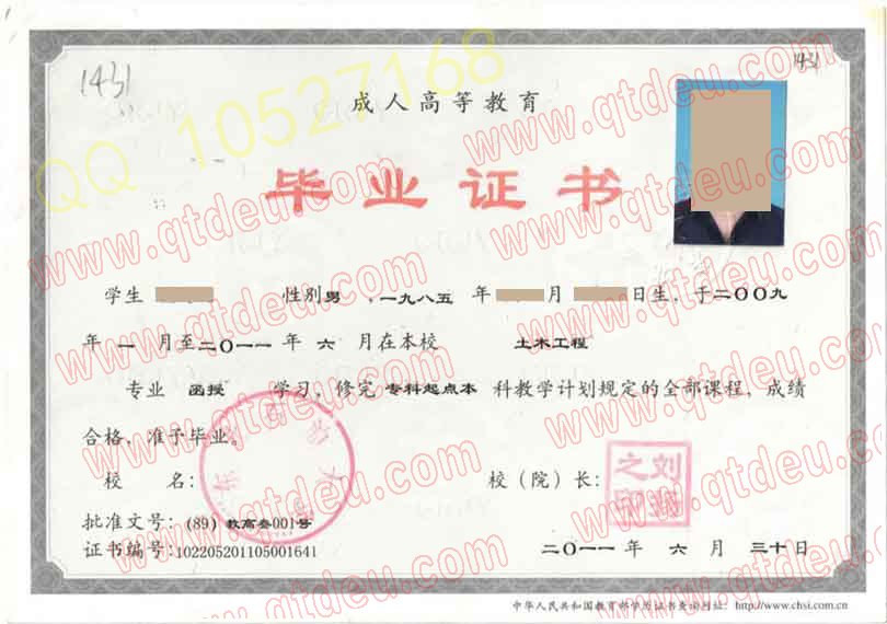 东北石油大学 成人教育毕业证模板样板