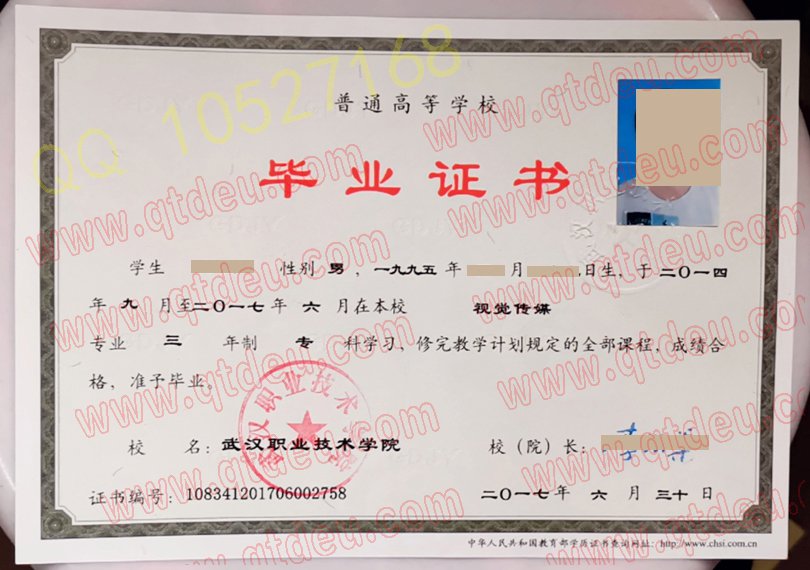 武汉职业技术学院|毕业证书|样本gr