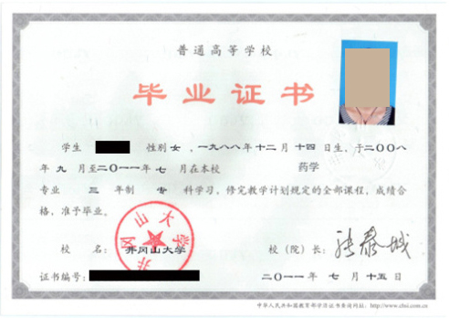 井冈山大学毕业证模板/样本